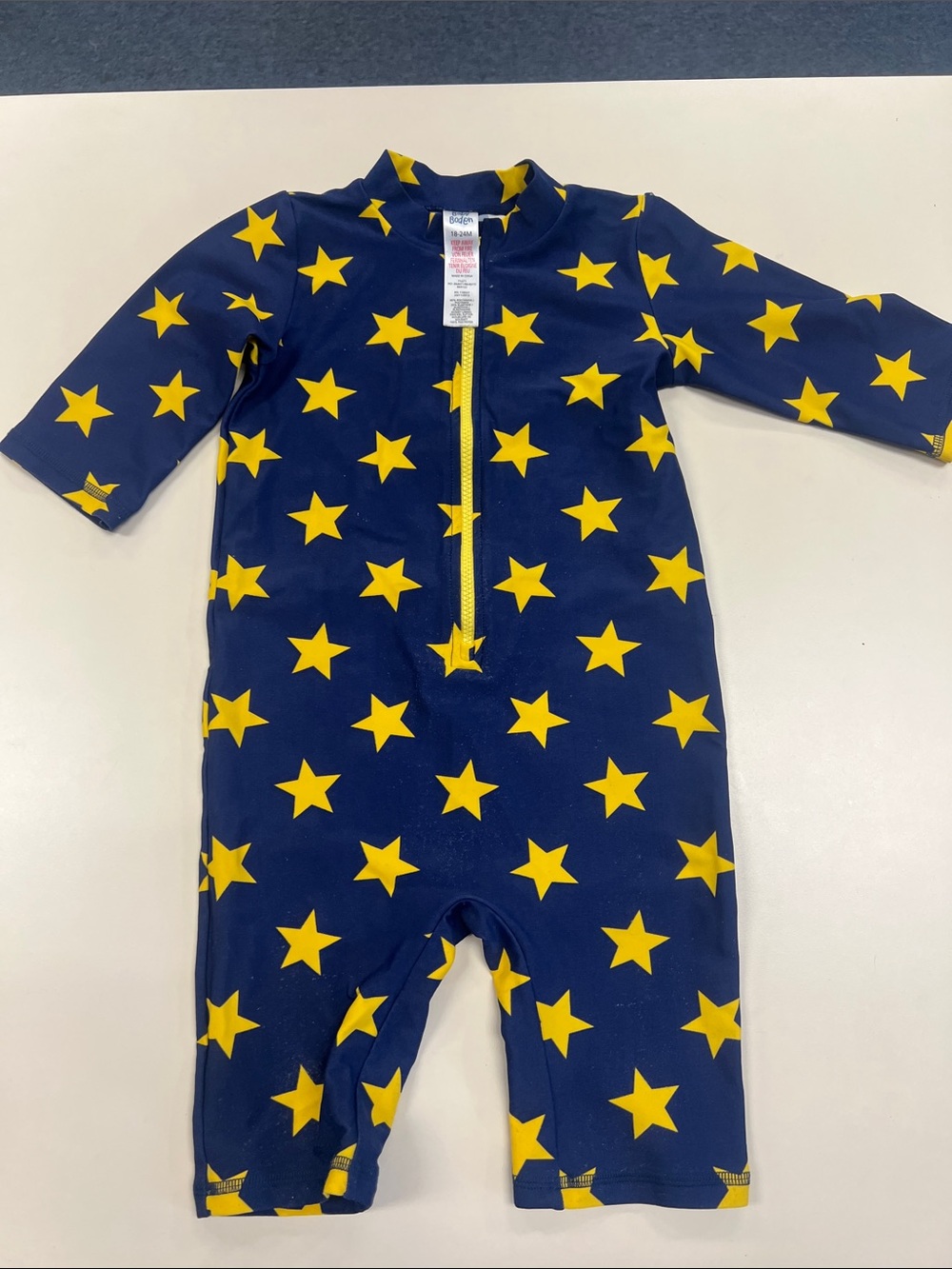 Mini Biden Navy Star Zip-Front Kids One-Piece Rash Guard